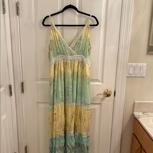 NWOT Elegant Yellow and Green Maxi Dress